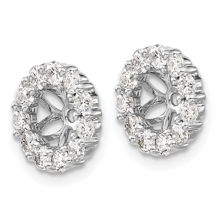 14k White Gold 1 CT Diamond Cluster Circle Earring Jackets