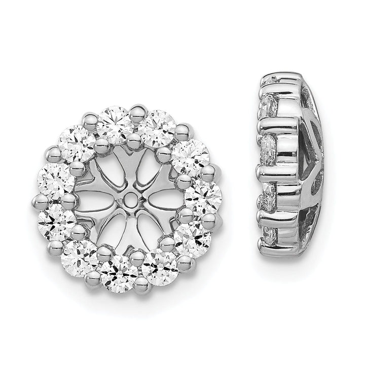 14k White Gold 1 CT Diamond Cluster Circle Earring Jackets
