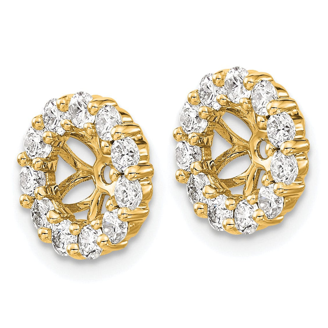 14k Yellow Gold 1 CT Diamond Cluster Circle Earring Jackets