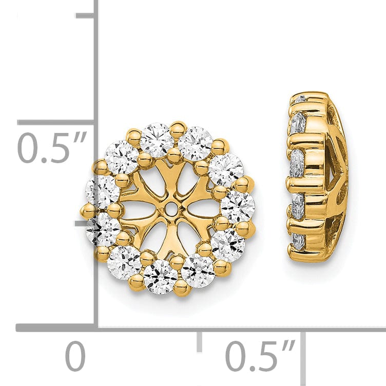 14k Yellow Gold 1 CT Diamond Cluster Circle Earring Jackets