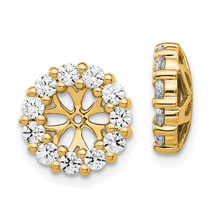 14k Yellow Gold 1 CT Diamond Cluster Circle Earring Jackets