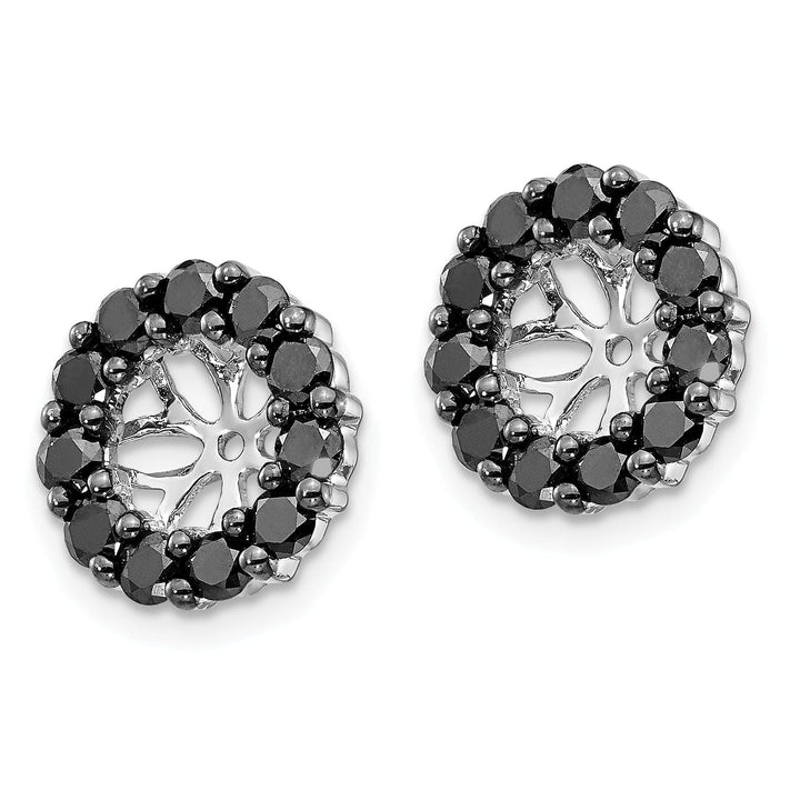 14k White Gold 1 CT Black Cluster Diamond Circle Earring Jackets