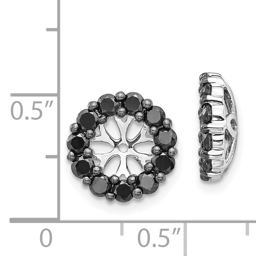 14k White Gold 1 CT Black Cluster Diamond Circle Earring Jackets