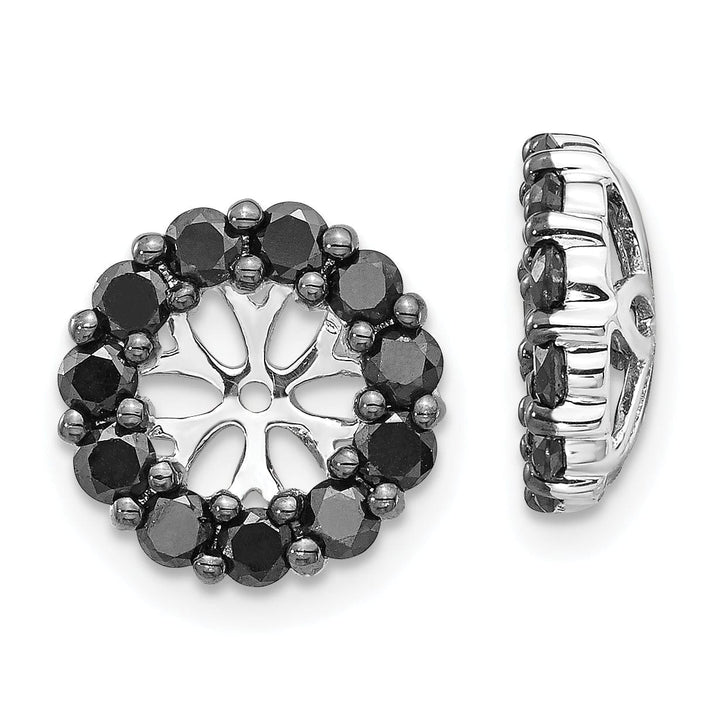 14k White Gold 1 CT Black Cluster Diamond Circle Earring Jackets