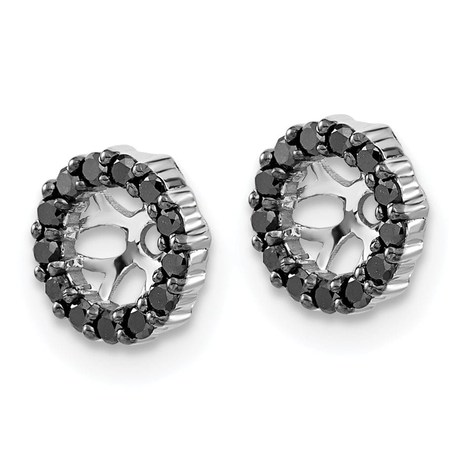 14k White Gold 1/4 CT Black Diamond Cluster Circle Earring Jackets