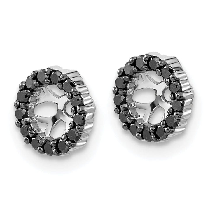 14k White Gold 1/4 CT Black Diamond Cluster Circle Earring Jackets