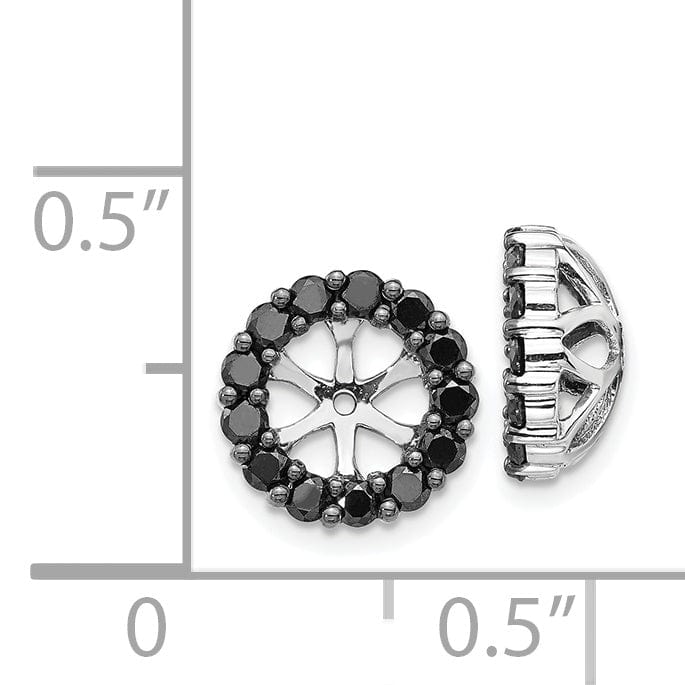 14k White Gold 1/4 CT Black Diamond Cluster Circle Earring Jackets