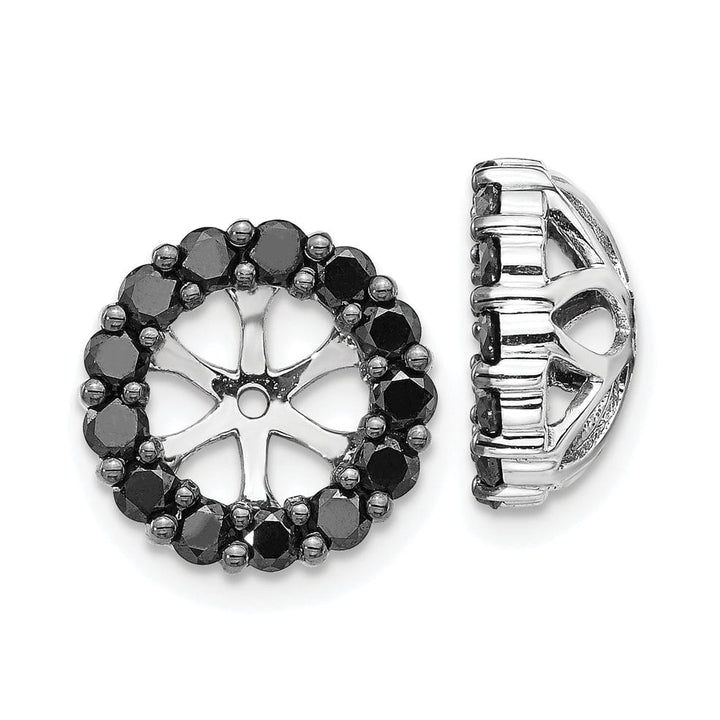 14k White Gold 1/4 CT Black Diamond Cluster Circle Earring Jackets