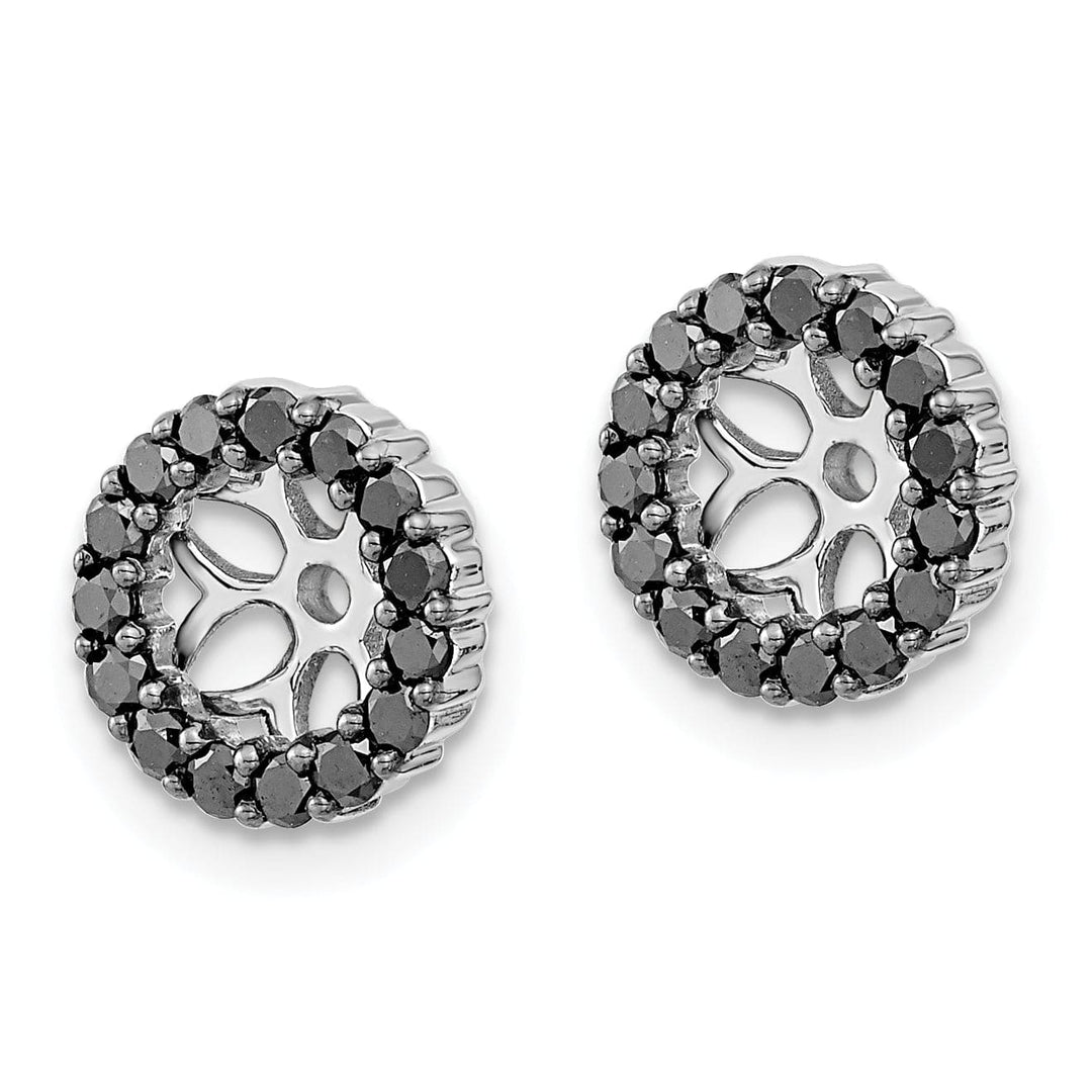 14k White Gold 1/2 CT Black Cluster Diamond Circle Earring Jackets