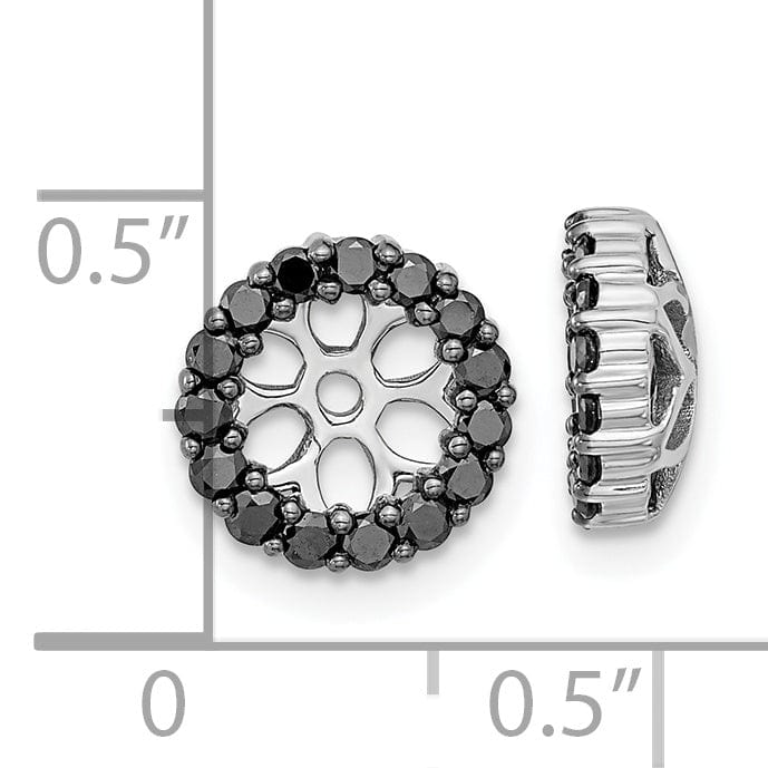 14k White Gold 1/2 CT Black Cluster Diamond Circle Earring Jackets