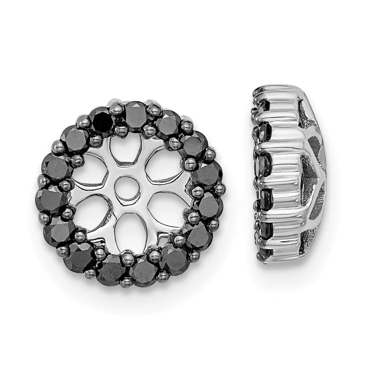 14k White Gold 1/2 CT Black Cluster Diamond Circle Earring Jackets