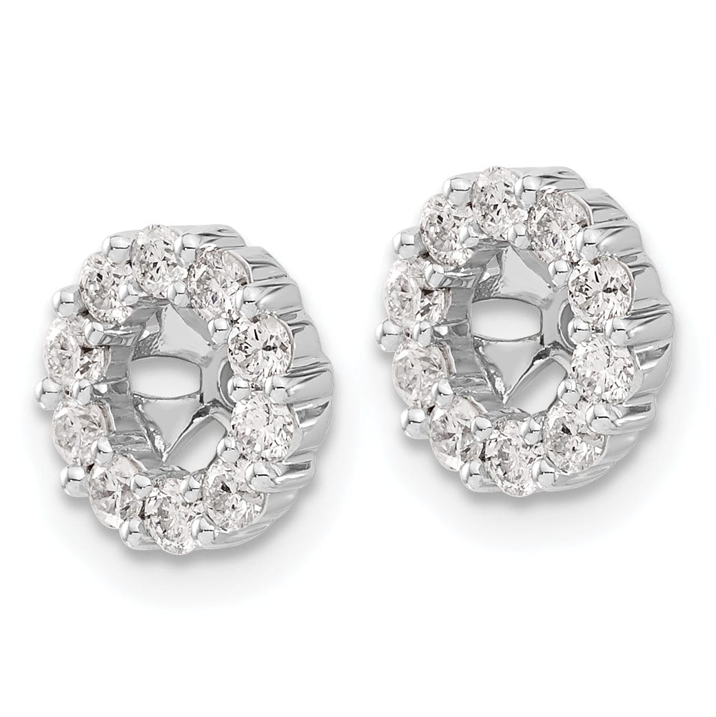 14k White Gold 5/8 CT Diamond Cluster Circle Earring Jackets