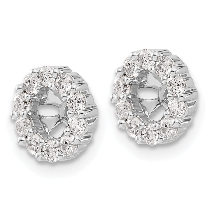 14k White Gold 5/8 CT Diamond Cluster Circle Earring Jackets