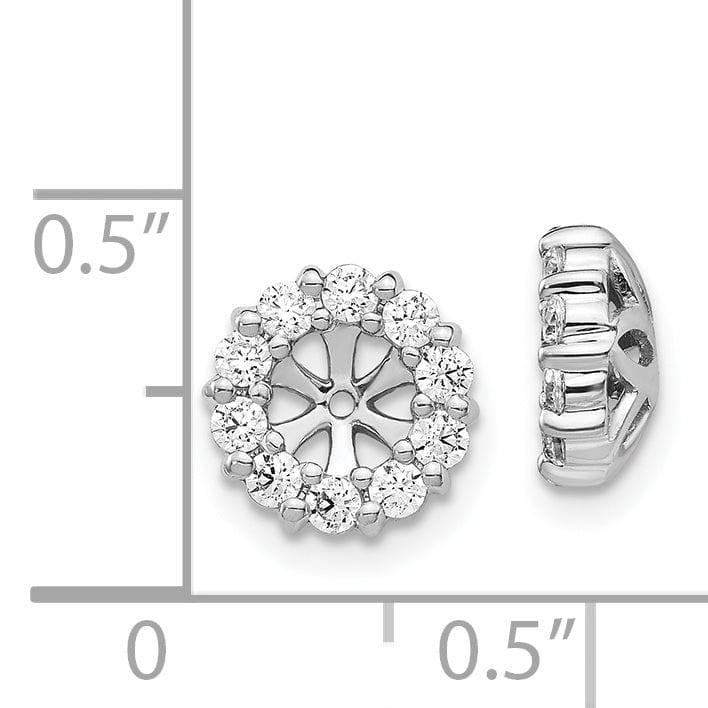 14k White Gold 5/8 CT Diamond Cluster Circle Earring Jackets