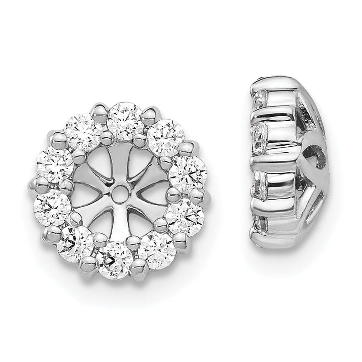 14k White Gold 5/8 CT Diamond Cluster Circle Earring Jackets