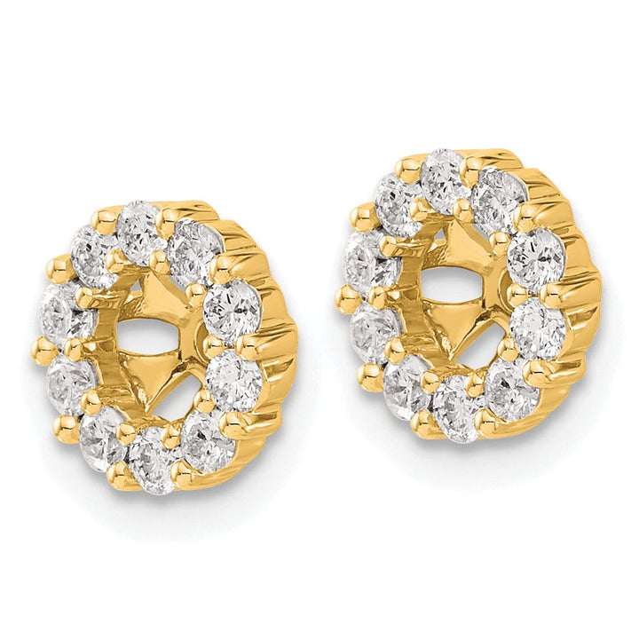 14k Yellow Gold 5/8 CT Cluster Diamond Circle Earring Jackets