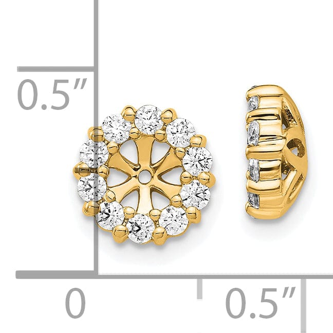 14k Yellow Gold 5/8 CT Cluster Diamond Circle Earring Jackets