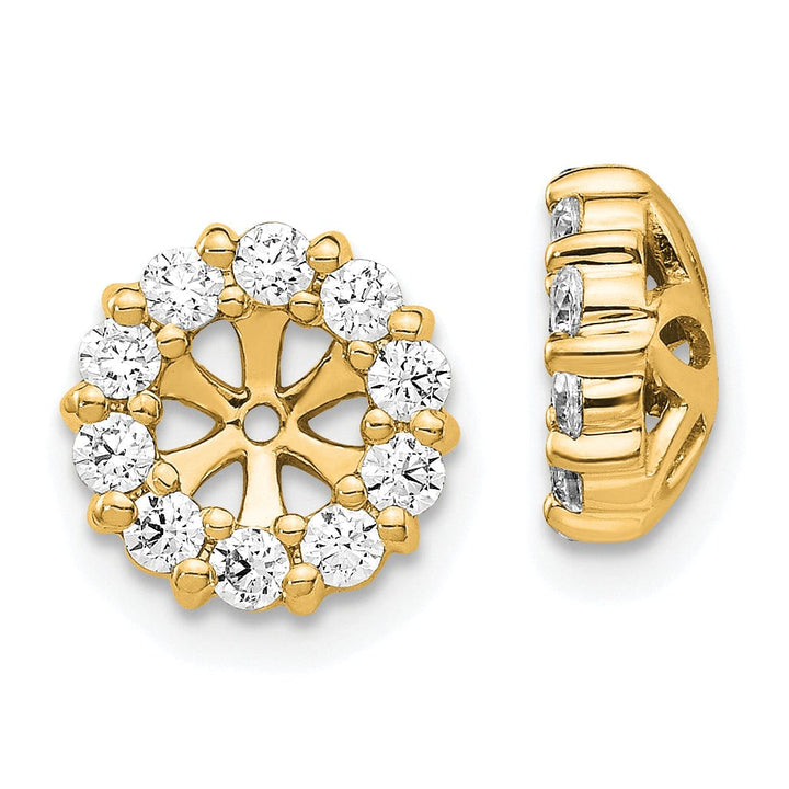 14k Yellow Gold 5/8 CT Cluster Diamond Circle Earring Jackets