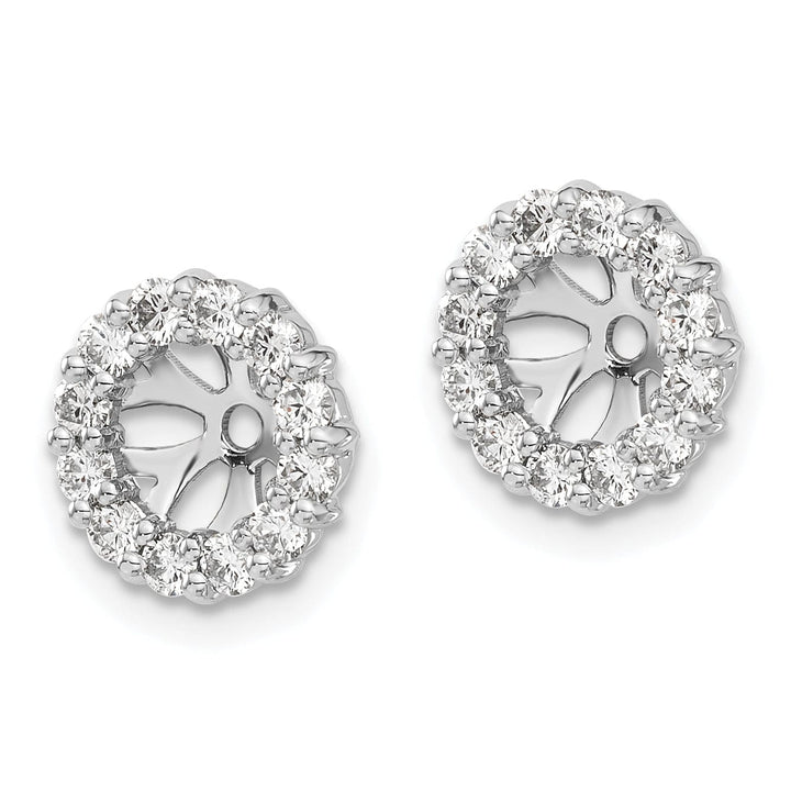 14k White Gold 3/4 CT Cluster Diamond Circle Earring Jackets