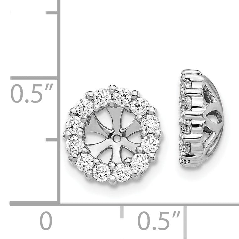 14k White Gold 3/4 CT Cluster Diamond Circle Earring Jackets