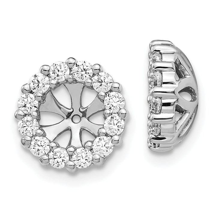 14k White Gold 3/4 CT Cluster Diamond Circle Earring Jackets