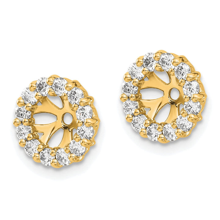 14k Yellow Gold 3/4 CT Diamond Cluster Circle Design Earring Jackets