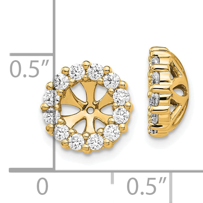 14k Yellow Gold 3/4 CT Diamond Cluster Circle Design Earring Jackets