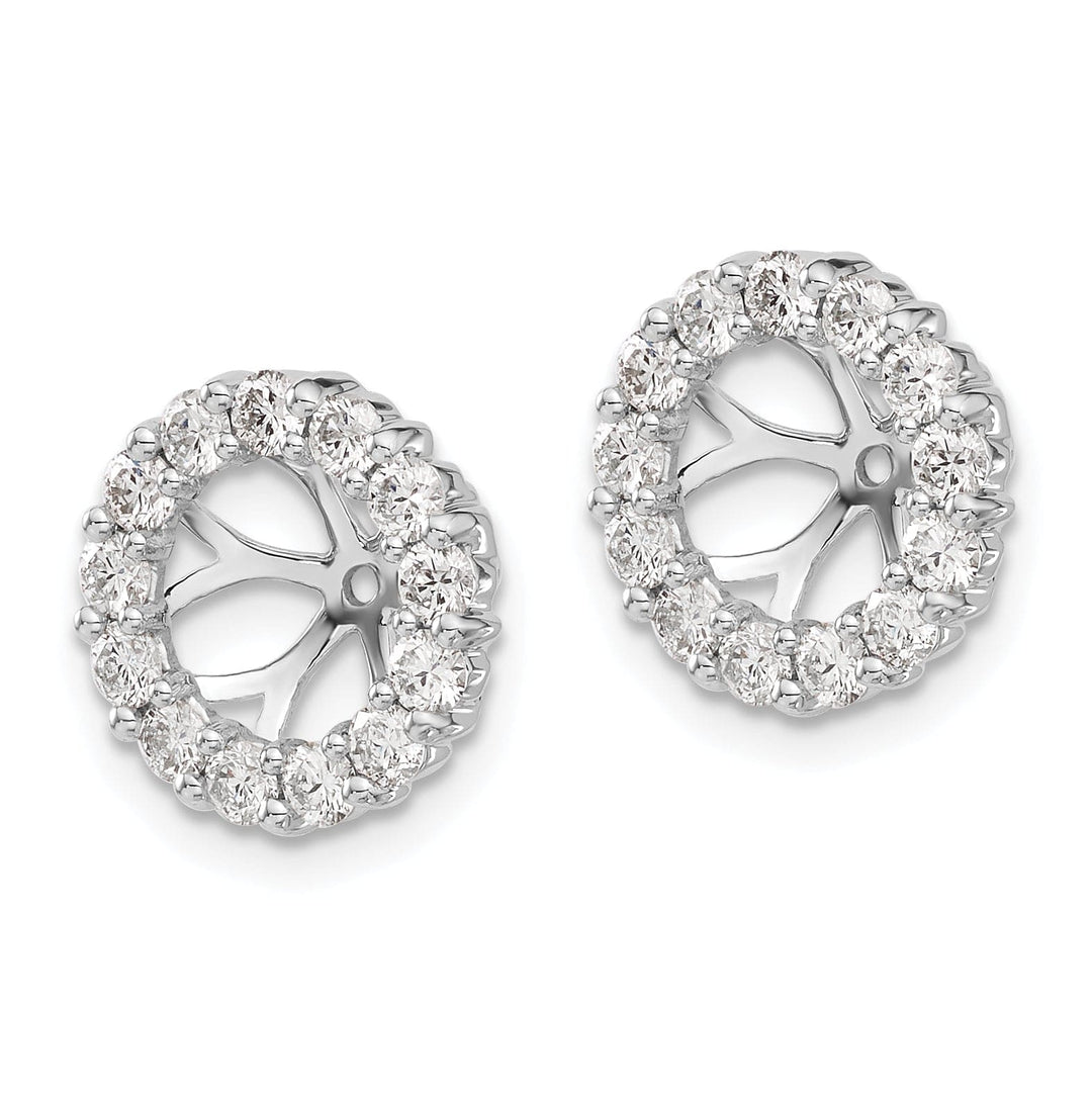 14k White Gold 1 CT Cluster Diamond Circle Earring Jackets