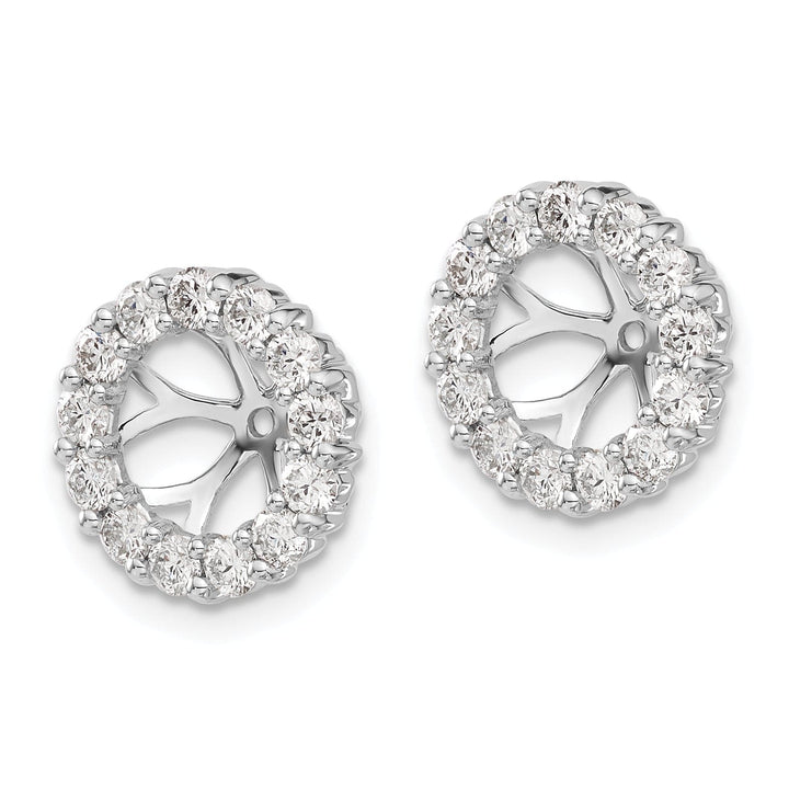 14k White Gold 1 CT Cluster Diamond Circle Earring Jackets
