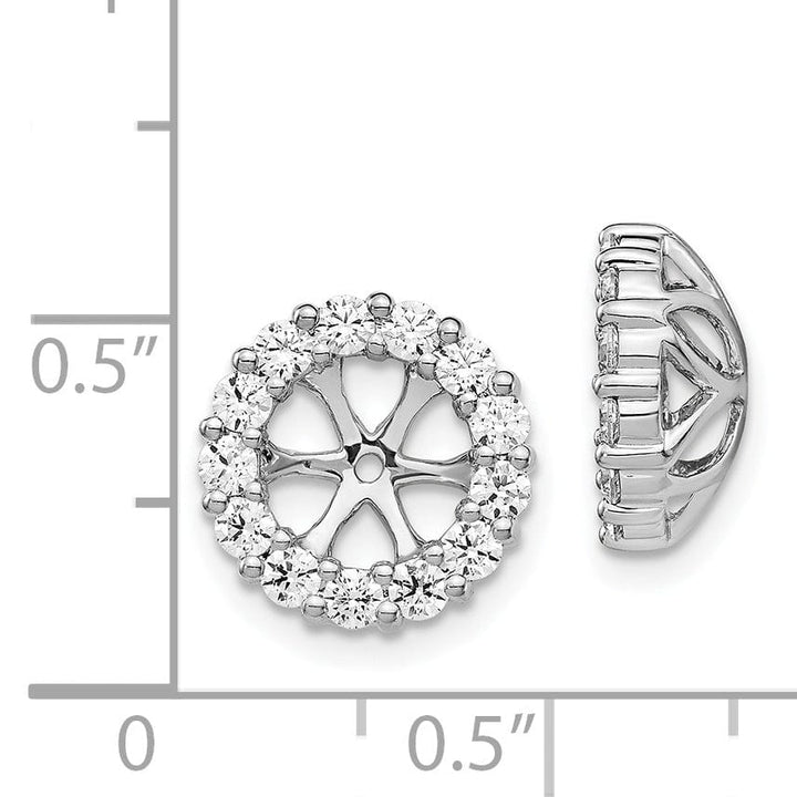 14k White Gold 1 CT Cluster Diamond Circle Earring Jackets