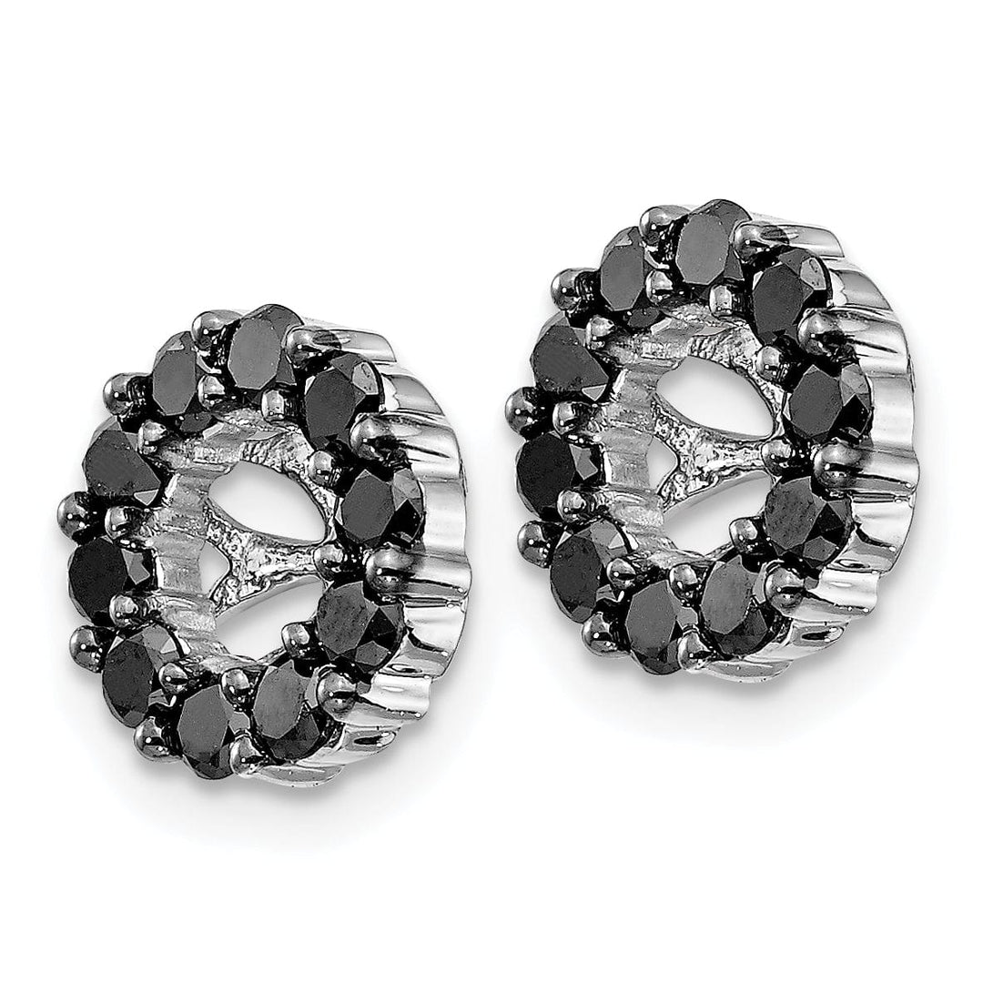 14k White Gold 5/8 CT Black Diamond Circle Cluster Earring Jackets