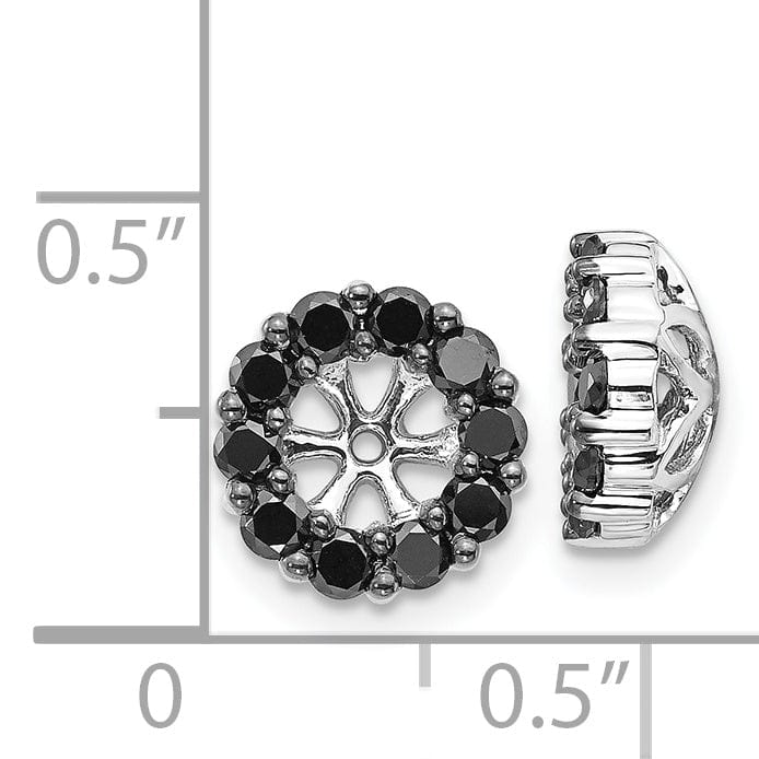 14k White Gold 5/8 CT Black Diamond Circle Cluster Earring Jackets