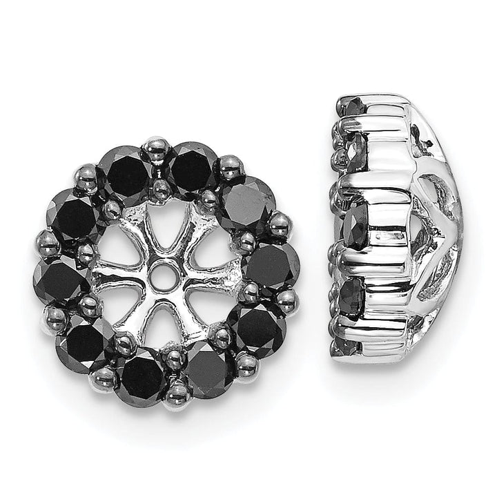 14k White Gold 5/8 CT Black Diamond Circle Cluster Earring Jackets