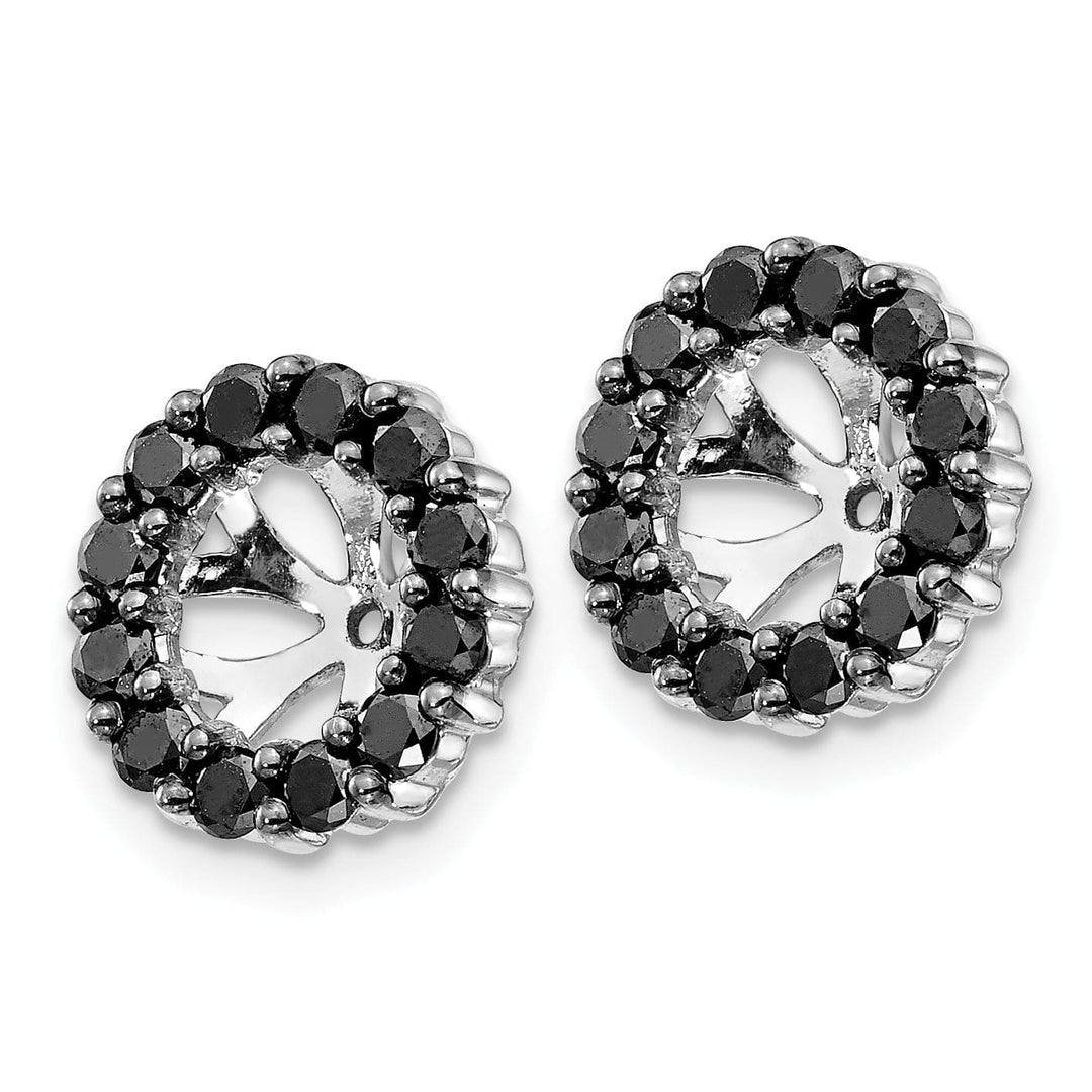 14k White Gold 3/4 CT Cluster Black Diamond Circle Earring Jackets