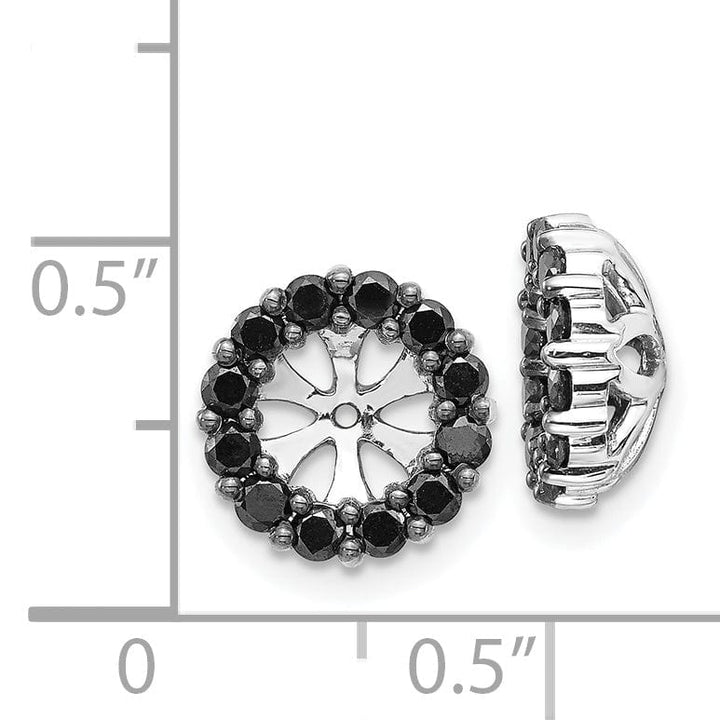 14k White Gold 3/4 CT Cluster Black Diamond Circle Earring Jackets