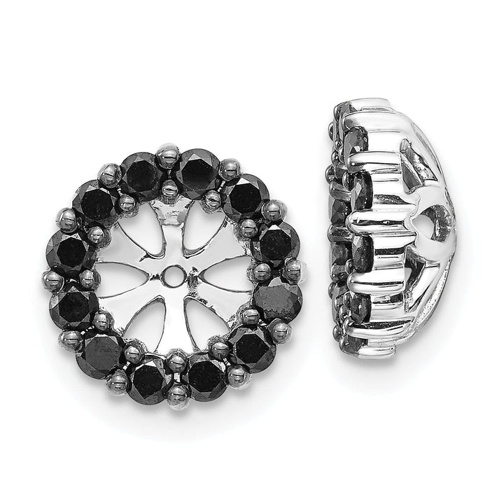 14k White Gold 3/4 CT Cluster Black Diamond Circle Earring Jackets