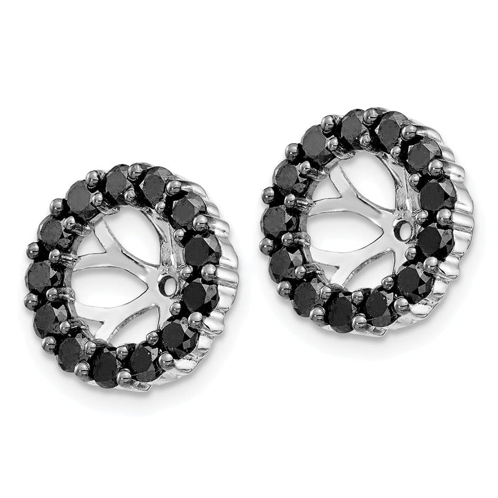 14k White Gold 1 CT Black Diamond Cluster Circle Earring Jackets