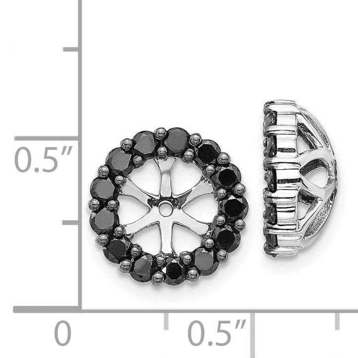 14k White Gold 1 CT Black Diamond Cluster Circle Earring Jackets
