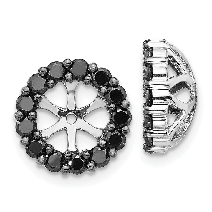 14k White Gold 1 CT Black Diamond Cluster Circle Earring Jackets