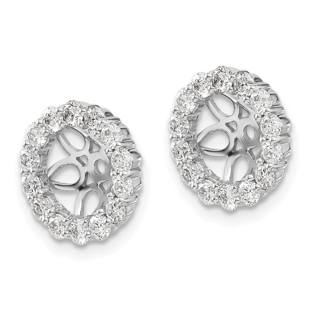 14k White Gold 1 CT Diamond Circle Cluster Earring Jackets