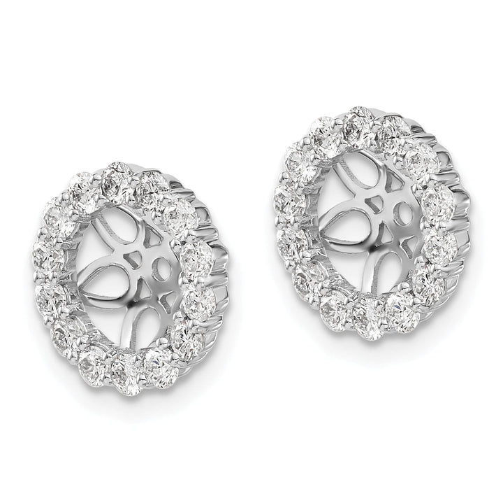 14k White Gold 1 CT Diamond Circle Cluster Earring Jackets