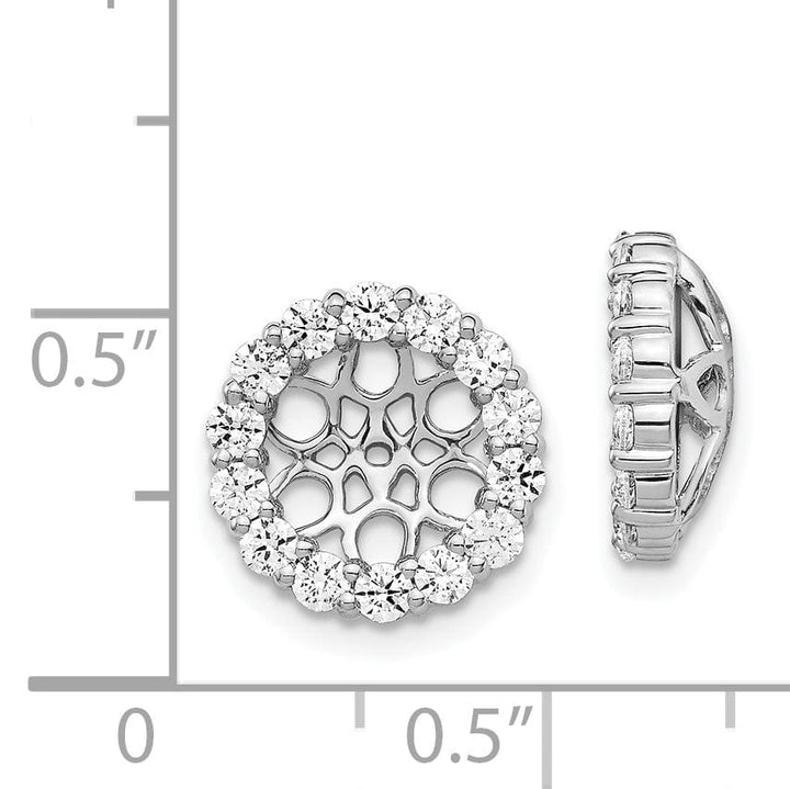 14k White Gold 1 CT Diamond Circle Cluster Earring Jackets
