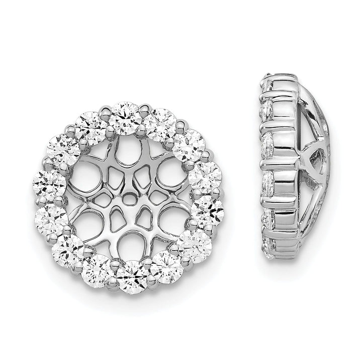 14k White Gold 1 CT Diamond Circle Cluster Earring Jackets