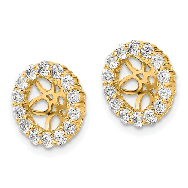 14k Yellow Gold 1 CT Cluster Diamond Circle Earring Jackets