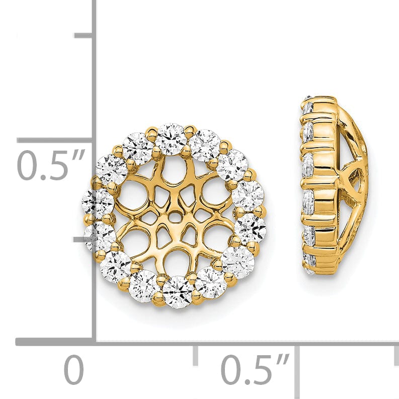 14k Yellow Gold 1 CT Cluster Diamond Circle Earring Jackets