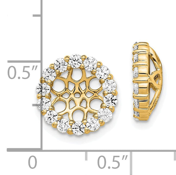 14k Yellow Gold 1 CT Cluster Diamond Circle Earring Jackets