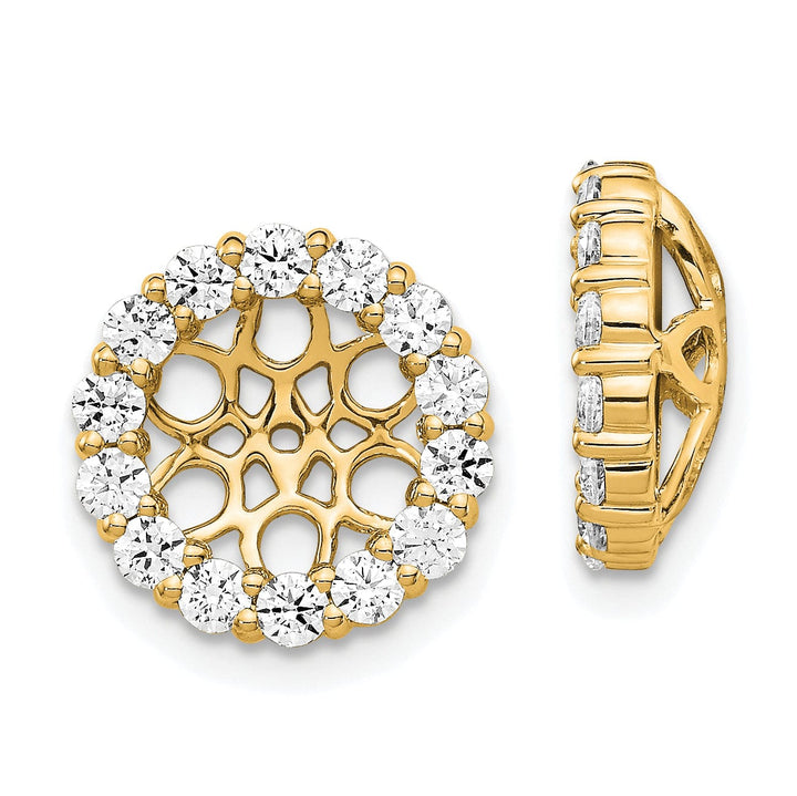 14k Yellow Gold 1 CT Cluster Diamond Circle Earring Jackets