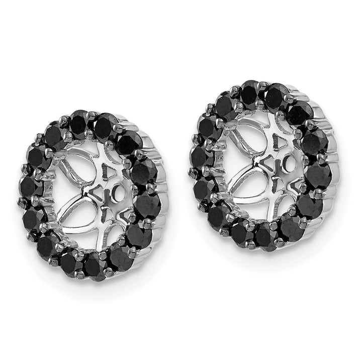 14k White Gold 1 CT Black Diamond Circle Cluster Earring Jackets