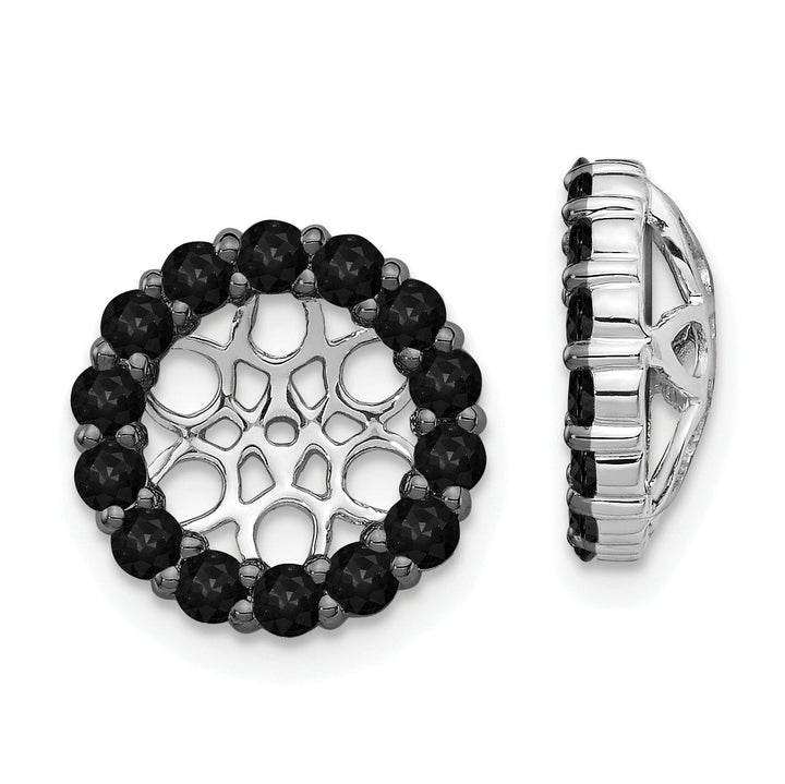 14k White Gold 1 CT Black Diamond Circle Cluster Earring Jackets