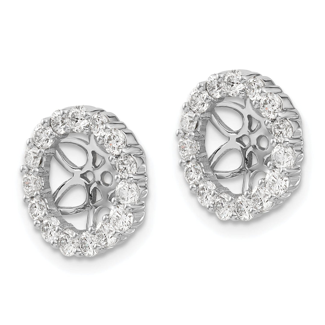 14k White Gold 1.05 CT Diamond Circle Cluster Design Earring Jackets